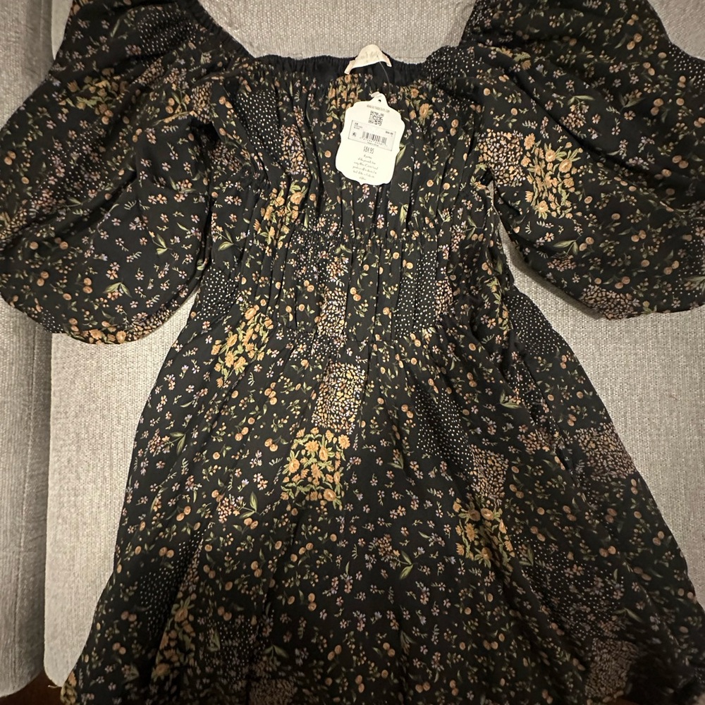 Altar'd State Black Floral Mini Dress